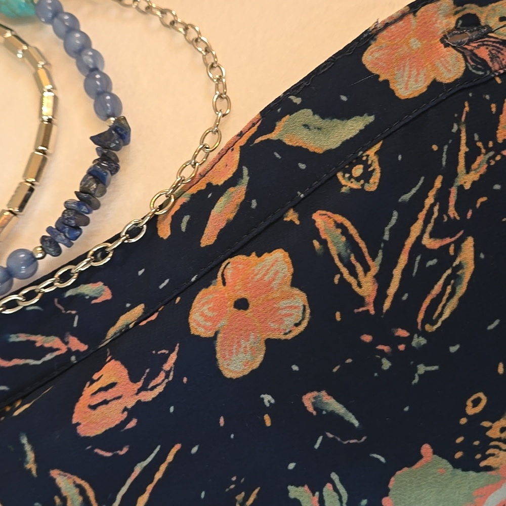 Indigo Soul Floral Long Sleeve Dress - Blue and Salmon - Picture 15 of 17